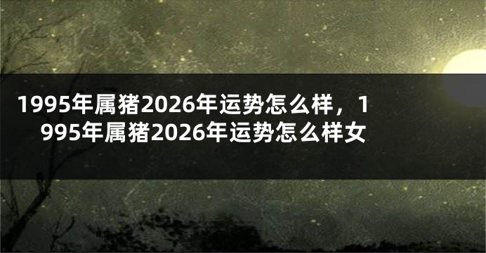 1995年属猪2026年运势怎么样,1995年属猪2026年运势怎么样女