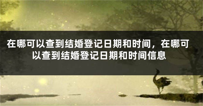 在哪可以查到结婚登记日期和时间，在哪可以查到结婚登记日期和时间信息