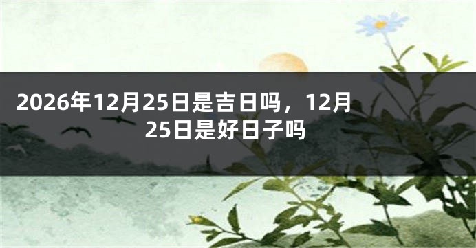 2026年12月25日是吉日吗,12月25日是好日子吗