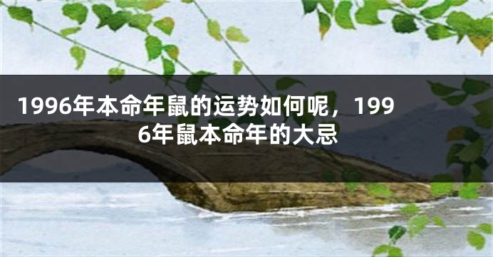1996年本命年鼠的运势如何呢，1996年鼠本命年的大忌