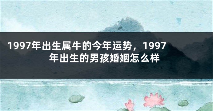 1997年出生属牛的今年运势，1997年出生的男孩婚姻怎么样