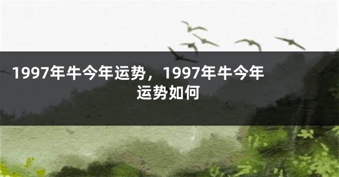 1997年牛今年运势，1997年牛今年运势如何
