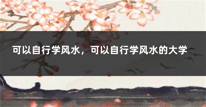 可以自行学风水,可以自行学风水的大学