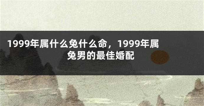 1999年属什么兔什么命，1999年属兔男的最佳婚配