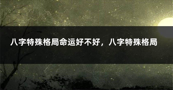 八字特殊格局命运好不好,八字特殊格局