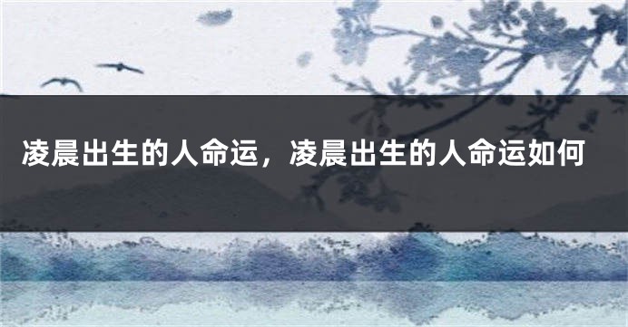 凌晨出生的人命运,凌晨出生的人命运如何