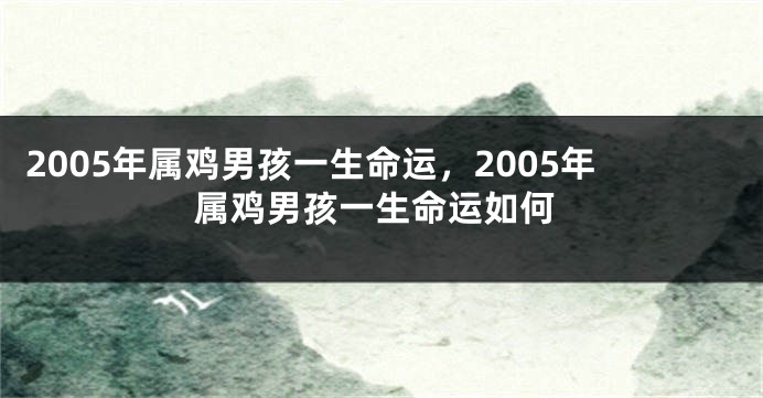 2005年属鸡男孩一生命运，2005年属鸡男孩一生命运如何