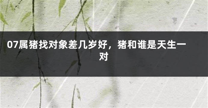 07属猪找对象差几岁好，猪和谁是天生一对