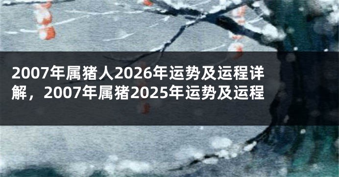 2007年属猪人2026年运势及运程详解，2007年属猪2025年运势及运程