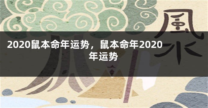 2020鼠本命年运势，鼠本命年2020年运势