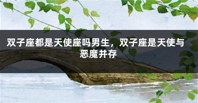 双子座都是天使座吗男生，双子座是天使与恶魔并存
