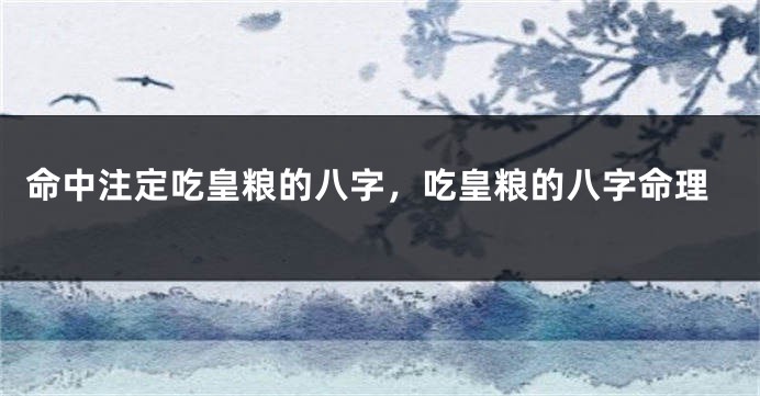 命中注定吃皇粮的八字，吃皇粮的八字命理