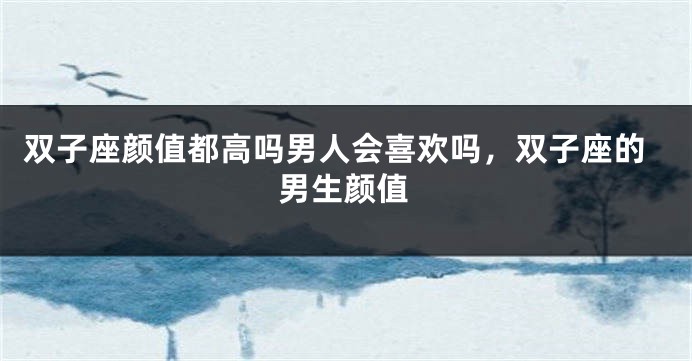 双子座颜值都高吗男人会喜欢吗，双子座的男生颜值