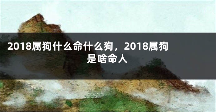 2018属狗什么命什么狗，2018属狗是啥命人