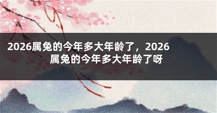 2026属兔的今年多大年龄了,2026属兔的今年多大年龄了呀