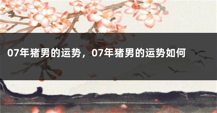 07年猪男的运势，07年猪男的运势如何