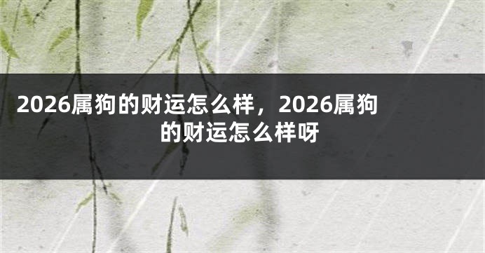2026属狗的财运怎么样,2026属狗的财运怎么样呀