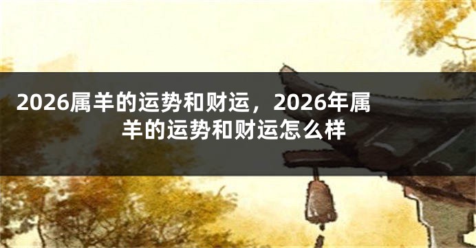 2026属羊的运势和财运,2026年属羊的运势和财运怎么样