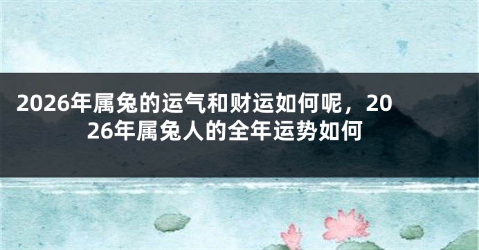 2026年属兔的运气和财运如何呢,2026年属兔人的全年运势如何