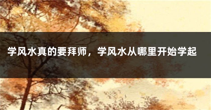 学风水真的要拜师，学风水从哪里开始学起