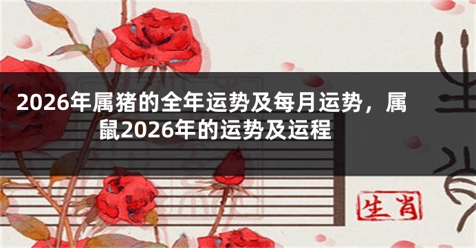 2026年属猪的全年运势及每月运势，属鼠2026年的运势及运程