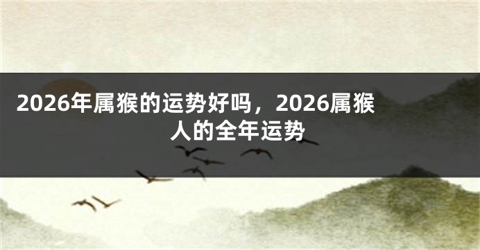 2026年属猴的运势好吗,2026属猴人的全年运势