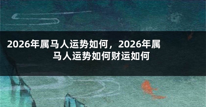 2026年属马人运势如何,2026年属马人运势如何财运如何