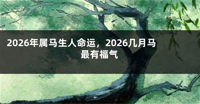 2026年属马生人命运,2026几月马最有福气