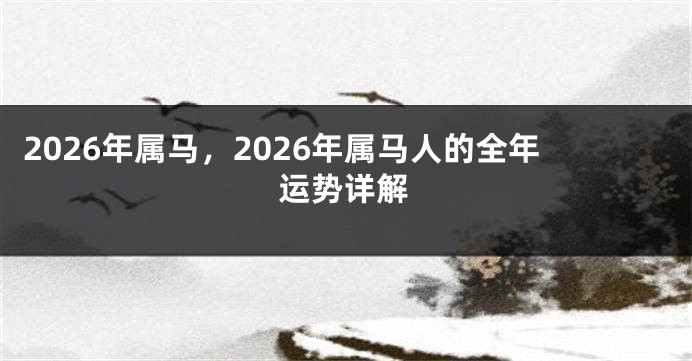 2026年属马,2026年属马人的全年运势详解