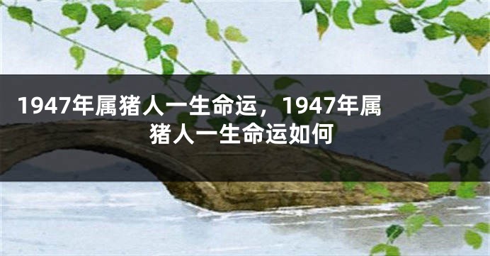 1947年属猪人一生命运，1947年属猪人一生命运如何