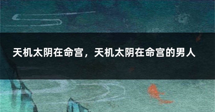 天机太阴在命宫，天机太阴在命宫的男人