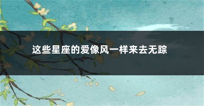 这些星座的爱像风一样来去无踪