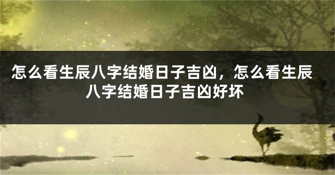 怎么看生辰八字结婚日子吉凶，怎么看生辰八字结婚日子吉凶好坏