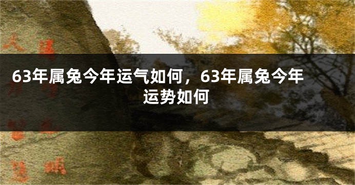 63年属兔今年运气如何,63年属兔今年运势如何
