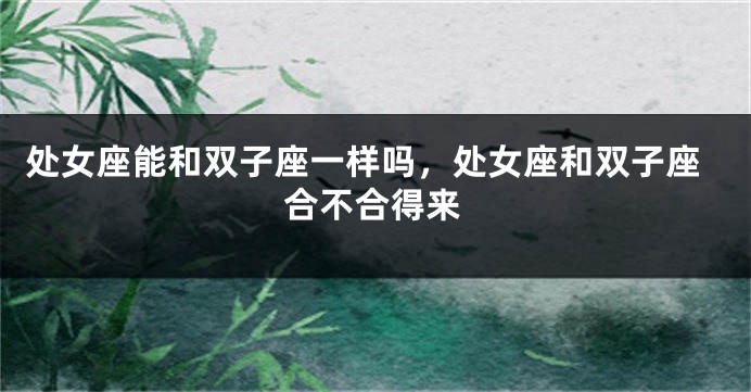 处女座能和双子座一样吗，处女座和双子座合不合得来
