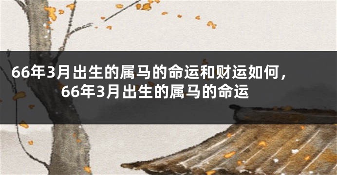 66年3月出生的属马的命运和财运如何，66年3月出生的属马的命运