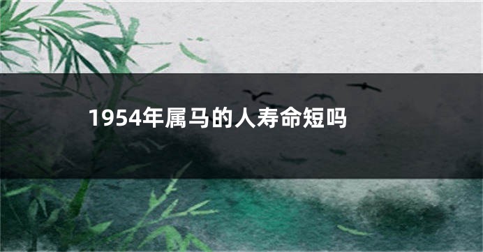 1954年属马的人寿命短吗