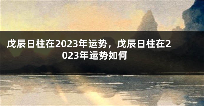 戊辰日柱在2023年运势，戊辰日柱在2023年运势如何