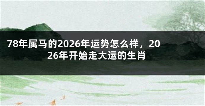 78年属马的2026年运势怎么样,2026年开始走大运的生肖