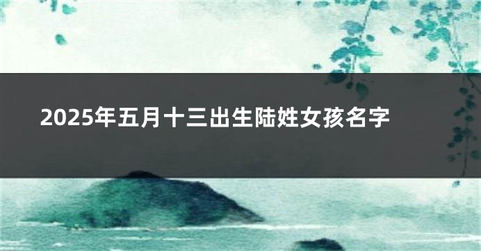 2025年五月十三出生陆姓女孩名字