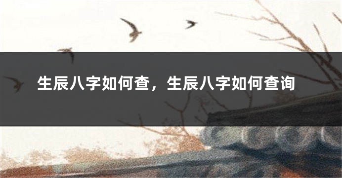 生辰八字如何查，生辰八字如何查询