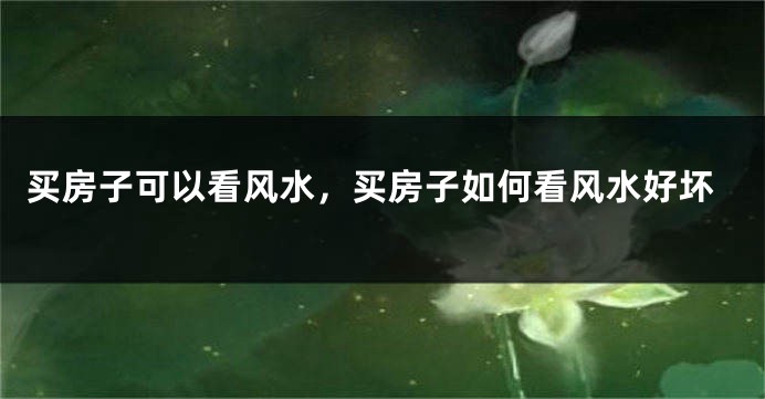 买房子可以看风水,买房子如何看风水好坏