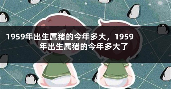 1959年出生属猪的今年多大，1959年出生属猪的今年多大了