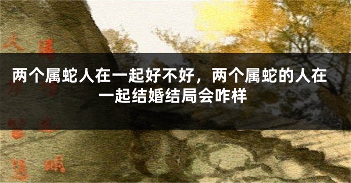 两个属蛇人在一起好不好，两个属蛇的人在一起结婚结局会咋样