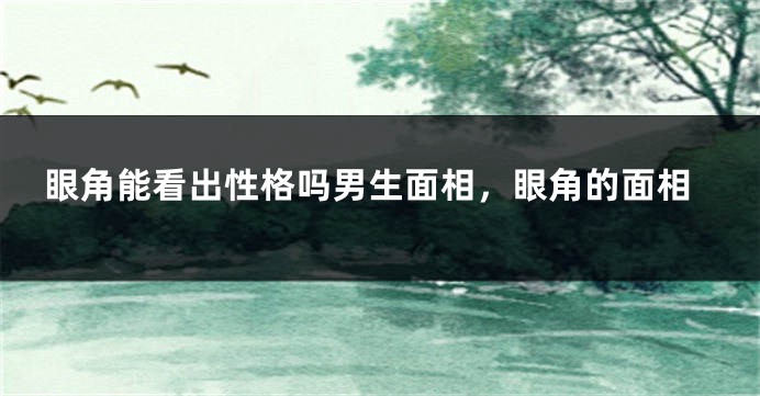 眼角能看出性格吗男生面相，眼角的面相