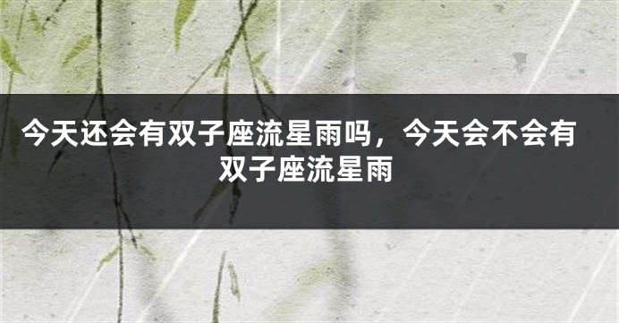 今天还会有双子座流星雨吗，今天会不会有双子座流星雨