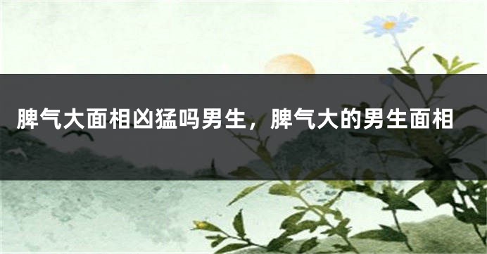 脾气大面相凶猛吗男生，脾气大的男生面相