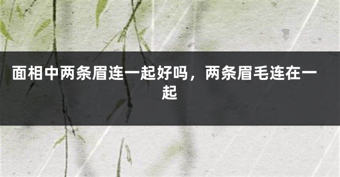 面相中两条眉连一起好吗，两条眉毛连在一起