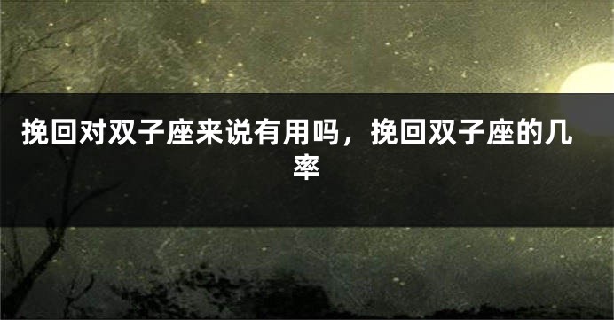 挽回对双子座来说有用吗，挽回双子座的几率