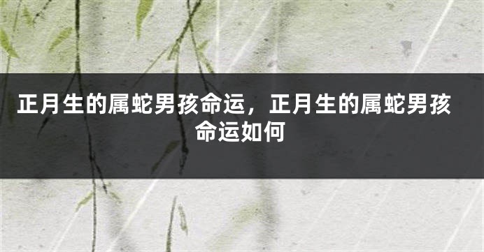 正月生的属蛇男孩命运，正月生的属蛇男孩命运如何
